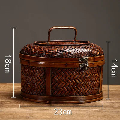 paniers osier marron clair panier couvercle tressage traditionnel vase blanc baguettes bambou rustique artisanal