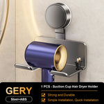 support mural porte sèche cheveux gris métallisé moderne brillant salle bain aluminium électroplaqué