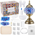 kit diy lampe turque mosaïque verre bleu blanc doré étoile losange transparent artisanal