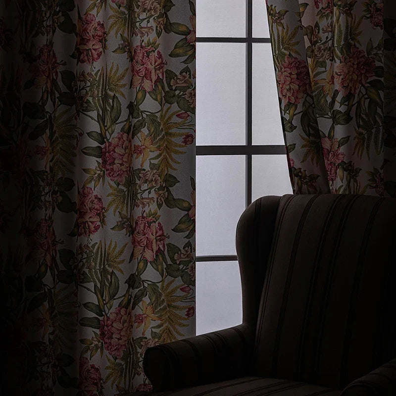 rideau moderne semi transparent motif fleurs multicolore salon chambre maison