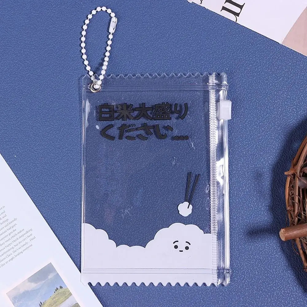 pochette transparente moderne imprimée lettres japonaises étoiles panda nuage réutilisable pvc étanche chaines étiquettes