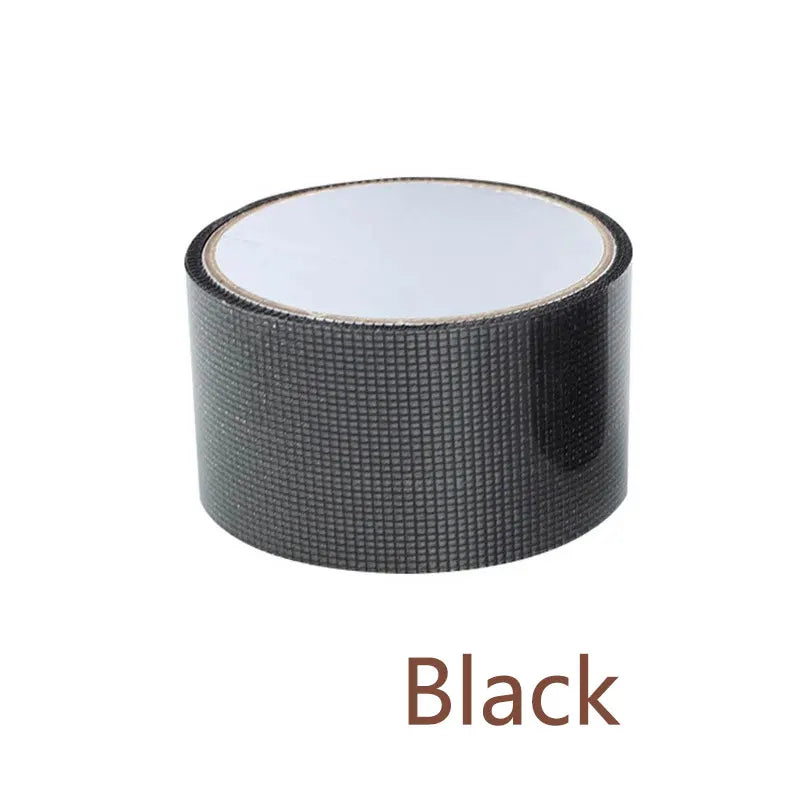 ruban adhésif noir maille fine opaque pratique fenêtres portes moustiquaires réparation écran autocollant couteau