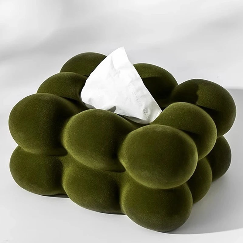 boîte mouchoirs céramique velours moderne vert olive rose clair beige