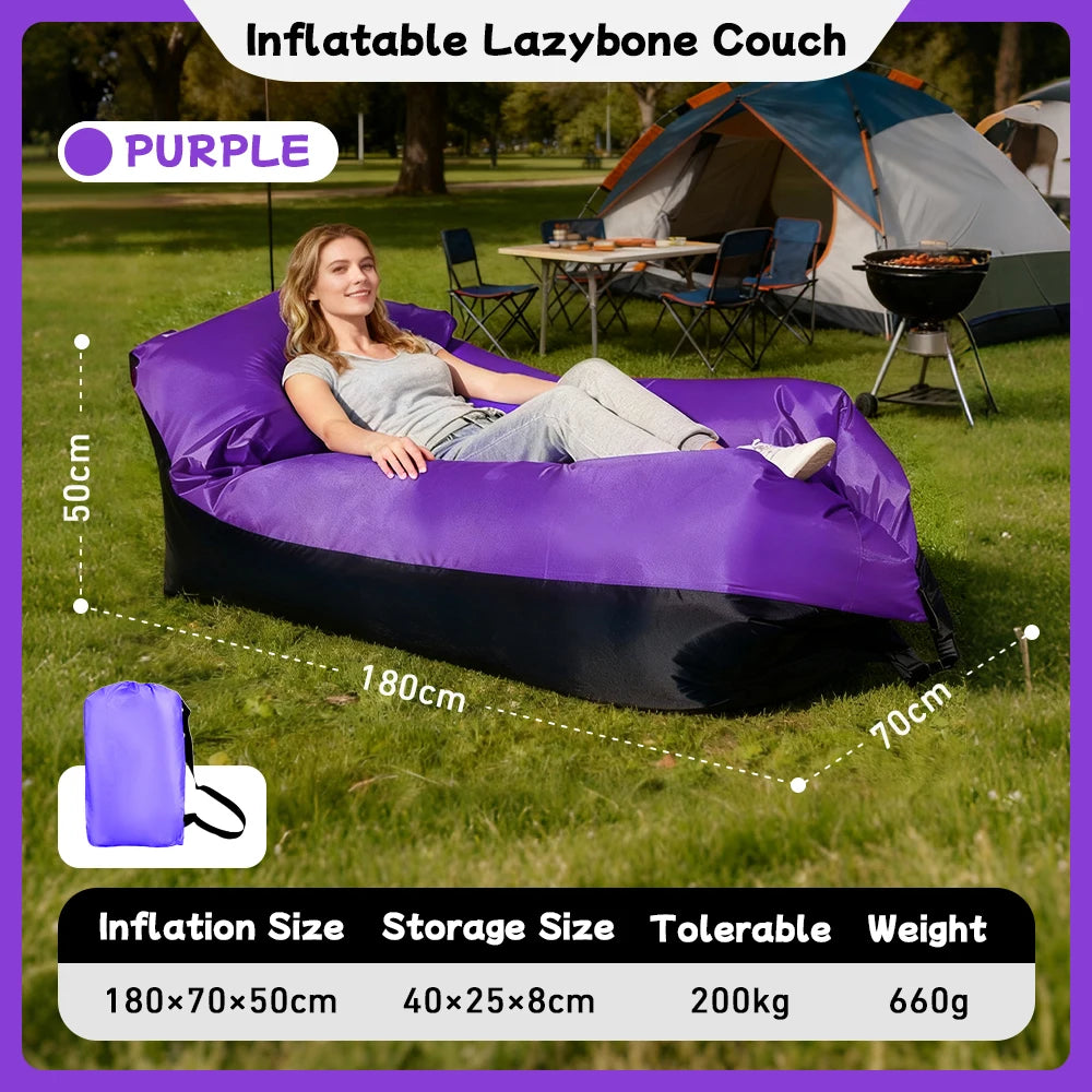 canapé gonflable violet bleu orange vert moderne portable sac rangement boucle ajustableextérieur jardin camping