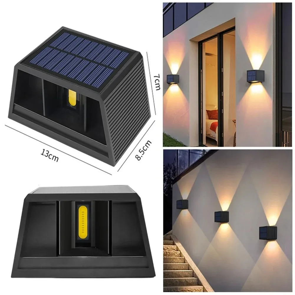 applique murale solaire led ip65 moderne noir rayures horizontales extérieur