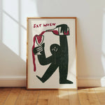 affiche abstraite moderne toile sans cadre say when rouge minimaliste salon cuisine