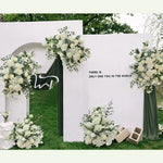 décoration murale fleurs artificielles blanc roses mariage romantique intérieur eucalyptus verte