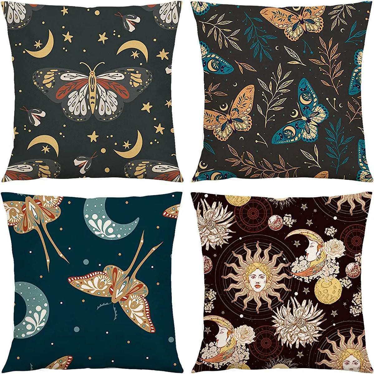 taies d'oreiller lin motif floral animaux vintage non toxique respectueux environnement 45cmx45cm