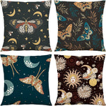 taies d'oreiller boho lin floral papillons lunes géométriques naturel 18x18 non toxique écologique