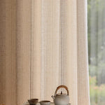 rideaux polyester texture lin beige clair modernes opaques ruban fixation maison