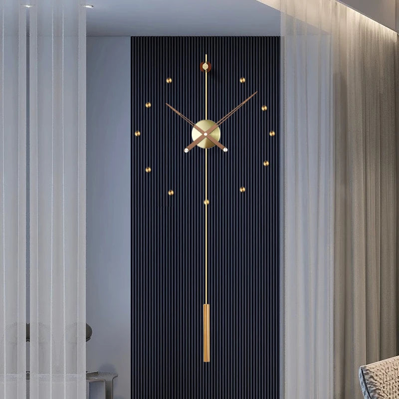 horloge murale moderne or métal aiguilles quartz géométrique minimaliste visage unique ensemble multi pièces