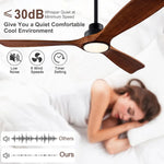 ventilateur bois noir led télécommande 6vitesses lumiere réglable moderne minimaliste