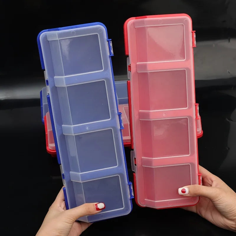 boîtes rangement multi compartiments plastique bleu rouge pratiques modernes vis clous ruban métroclé cliquet