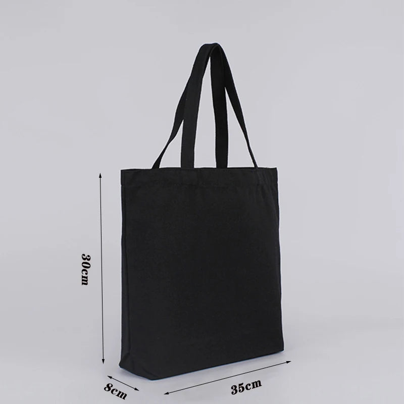 sac main femme toile noire grande pochette shopping coton solide moderne