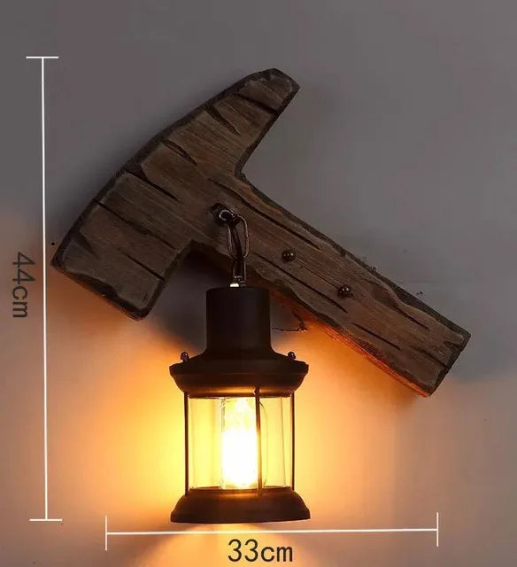 suspension lumineuse bois naturel ampoule filament industriel rustique verre translucide