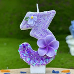 bougies anniversaire chiffres violet paillettes décoratives sans flamme gâteau enfants fêtes numérotation
