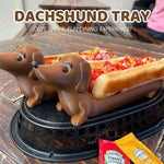 support hot dog chien marron beige noir imprimé créatif fun ketchup mayonnaise
