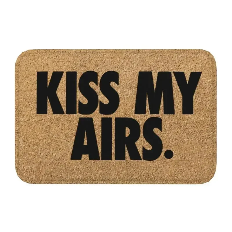 tapis d'entrée moderne kiss my airs marron noir bleu rose antidérapant pvc résistant corrosion