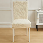 Housse chaise moderne imprimée feuilles beige clair élasthanne polyester universelle mariage banquet