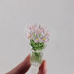 bouquet fleurs artificielles verre transparent jaune blanc rose bleu violet moderne minimaliste