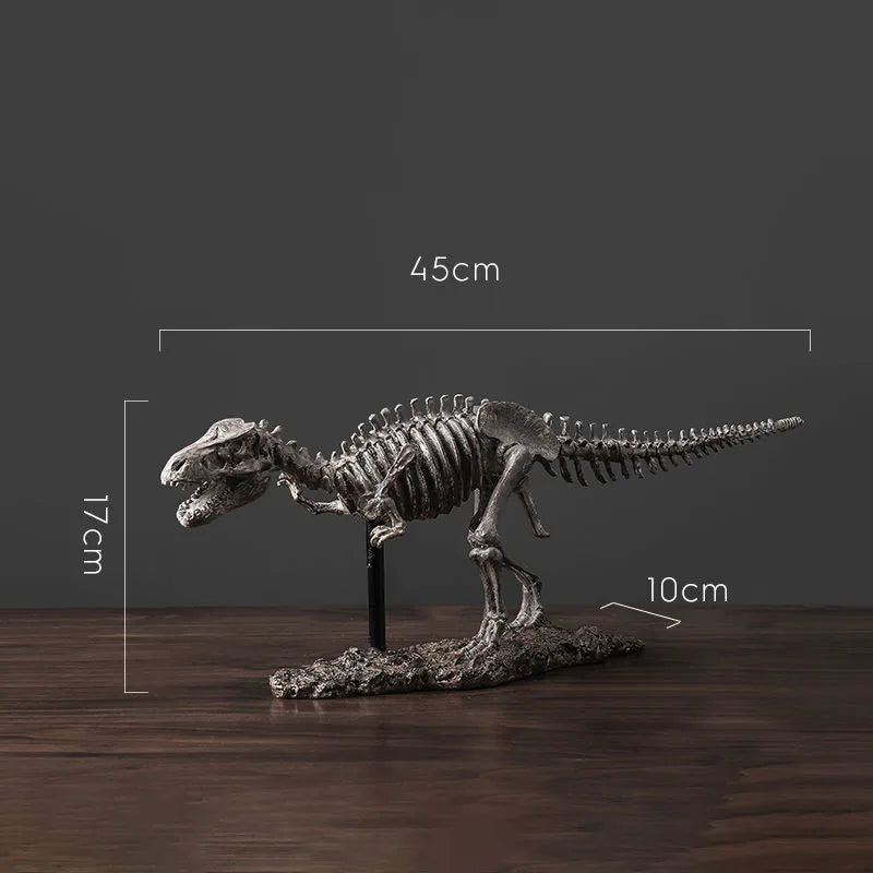 squelette dinosaure résine décor maison salle gris marron clair os roche tringle noire réaliste