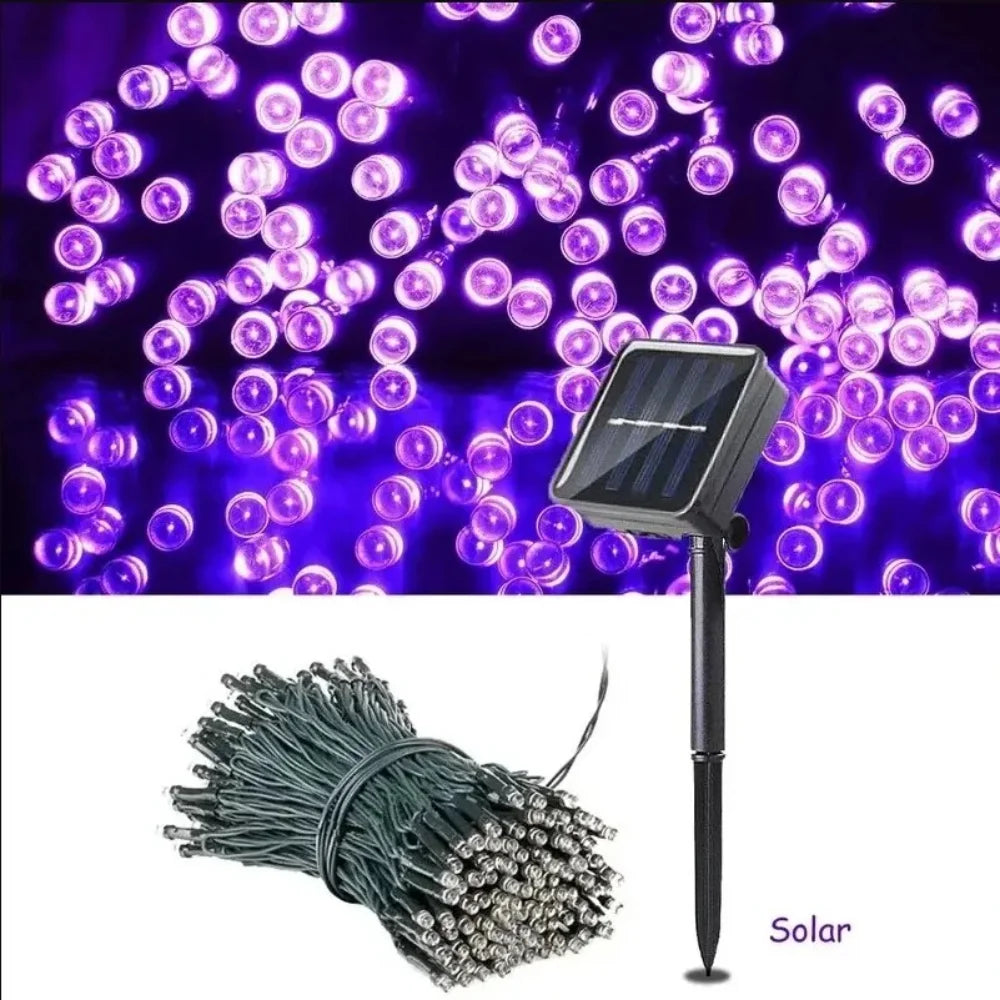 guirlande lumineuse solaire rondes blanc violet multicolore moderne piquet étanche vrac led vacancesextérieurchaleur