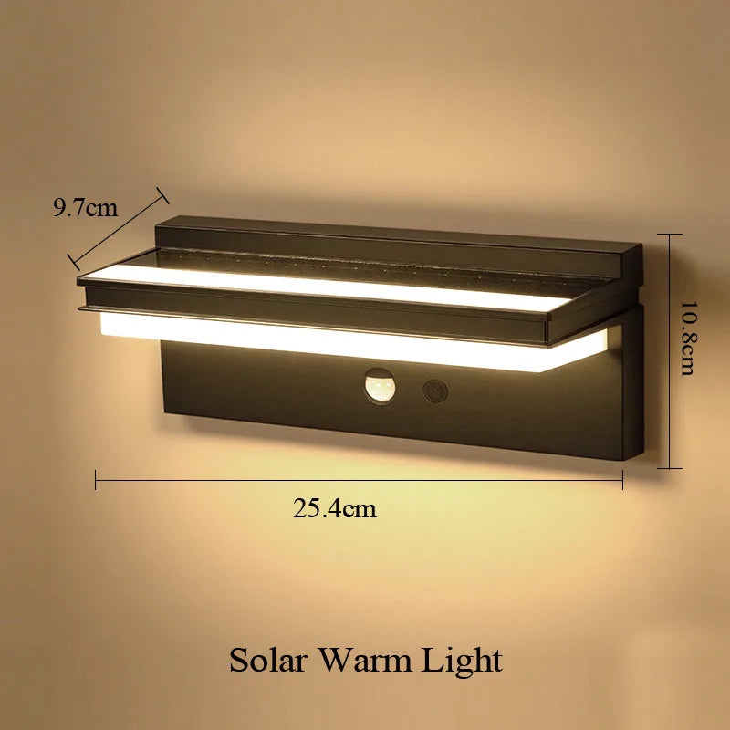 lampe murale led solaire détecteur mouvement noir blanc moderne ip65 abs