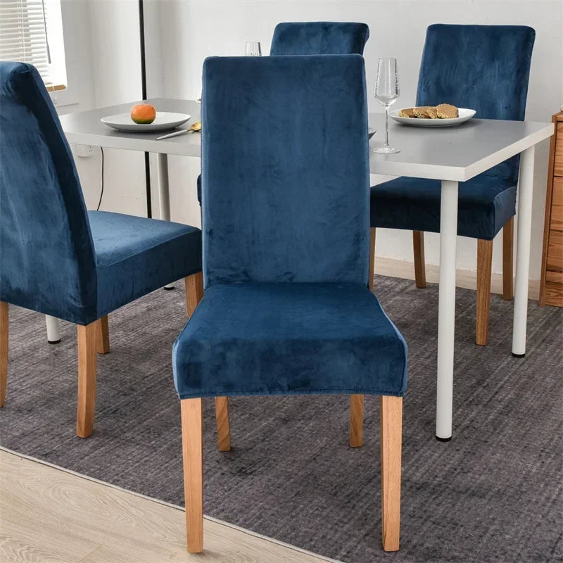housse chaise velours bleu marine gris moderne adhésif polyester élasthanne 35 48cm
