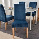 housse chaise velours bleu marine gris moderne adhésif polyester élasthanne 35 48cm