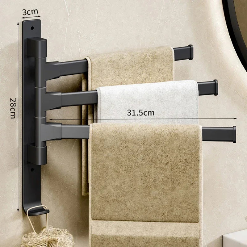 porte serviettes mural rotatif aluminium noir blanc beige support salle bain moderne fixe