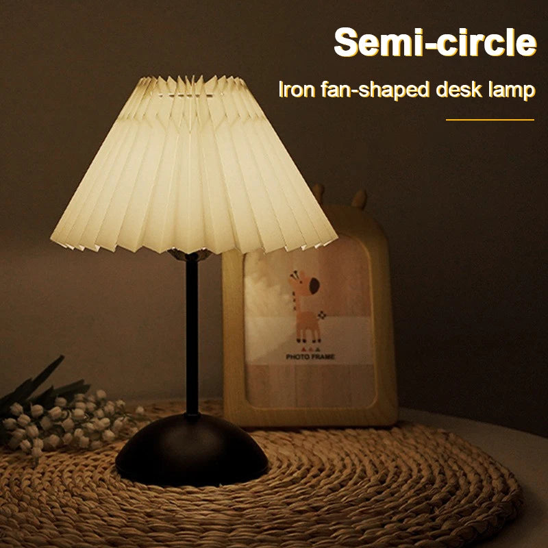 lampe semi circulaire plissée moderne blanc noir ambiance douce(toucher interrupteur)