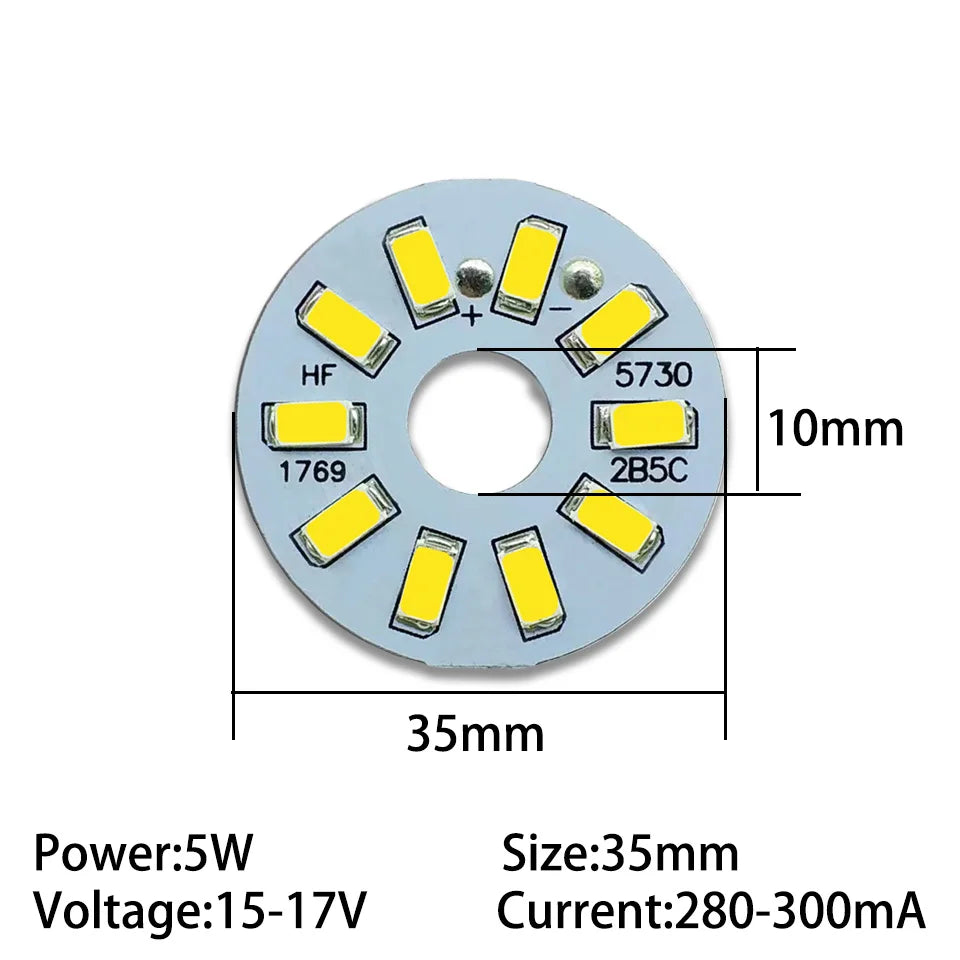 plaque led 5w 35mm 40mm gris clair natural white pure white warm white moderne