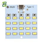 Panneau LED blanc 52mm 50mm USB Type 20 LED emergency light