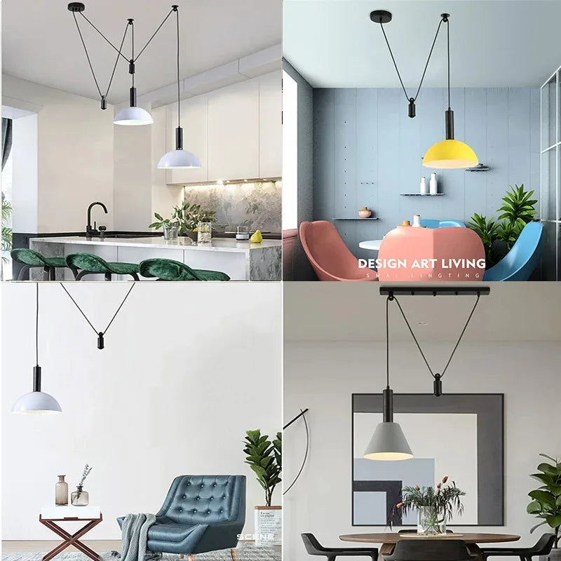 suspension lumineuse moderne conique led réglable noir blanc chambre salon