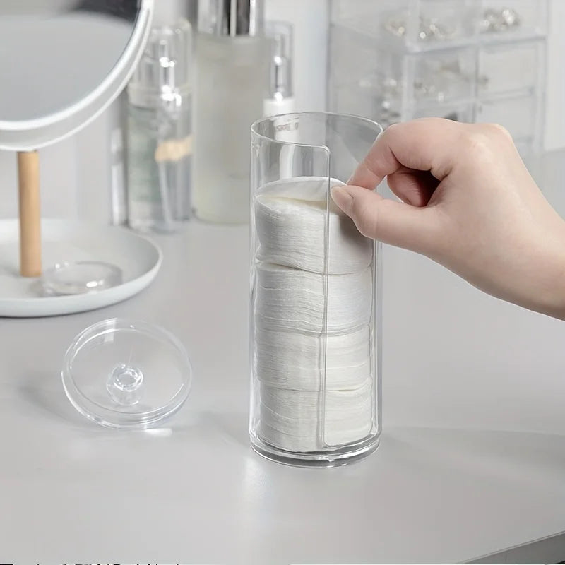 organiseur transparent moderne pot coton tiges rangement réutilisable plastique minimaliste