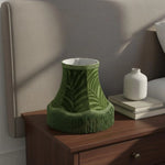abat jour vert feuilles classique franges opacité tissu lampe décoration chambre moderne vintage