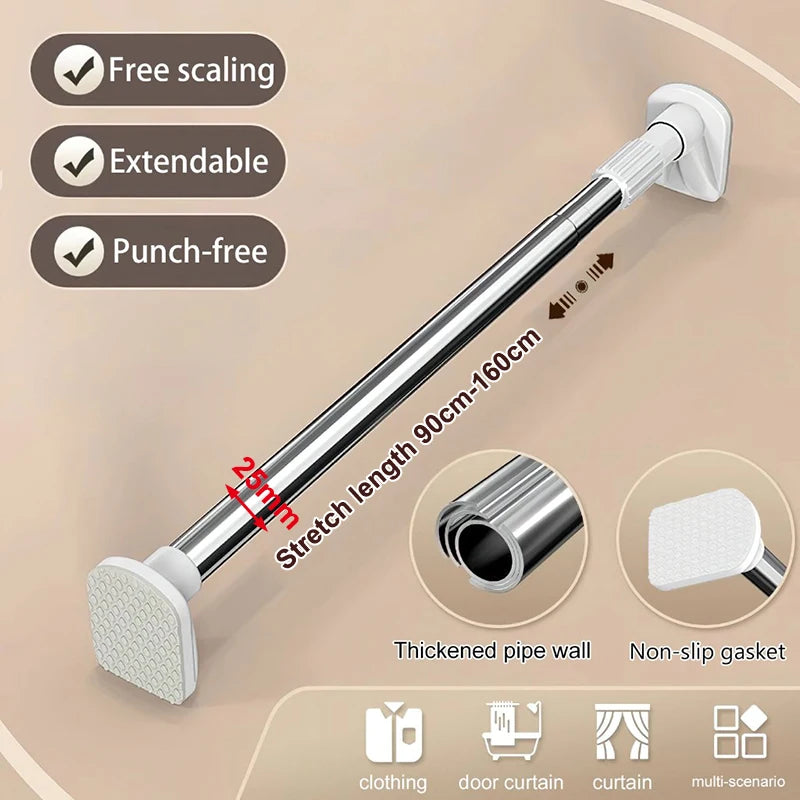 tendeur rideau douche réglable adhésif blanc gris métallique moderne sans perçage