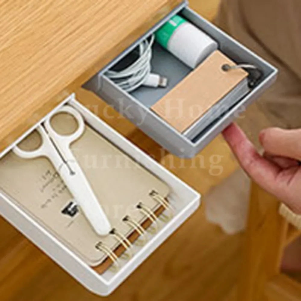 organiseur rangement blanc adhésif moderne tiroir stockage sous plateau crayons respectueux l'environnement pliable