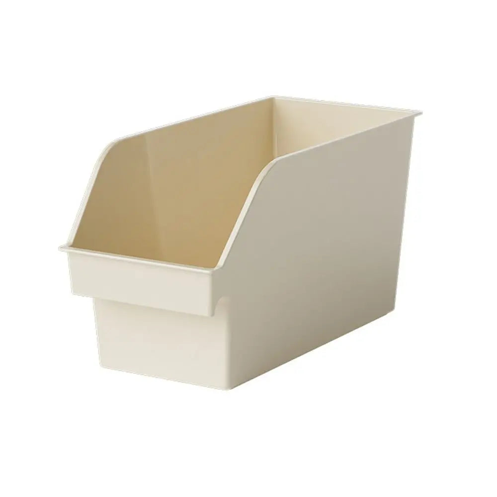 organisateur rangement moderne boîte tri plastique empilable compartiments multifonctionnels beige gris clair poignées bois