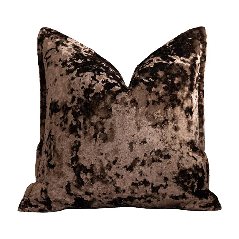 housse coussin carré géométrique beige marron texture veloutée contemporaine décoration maison