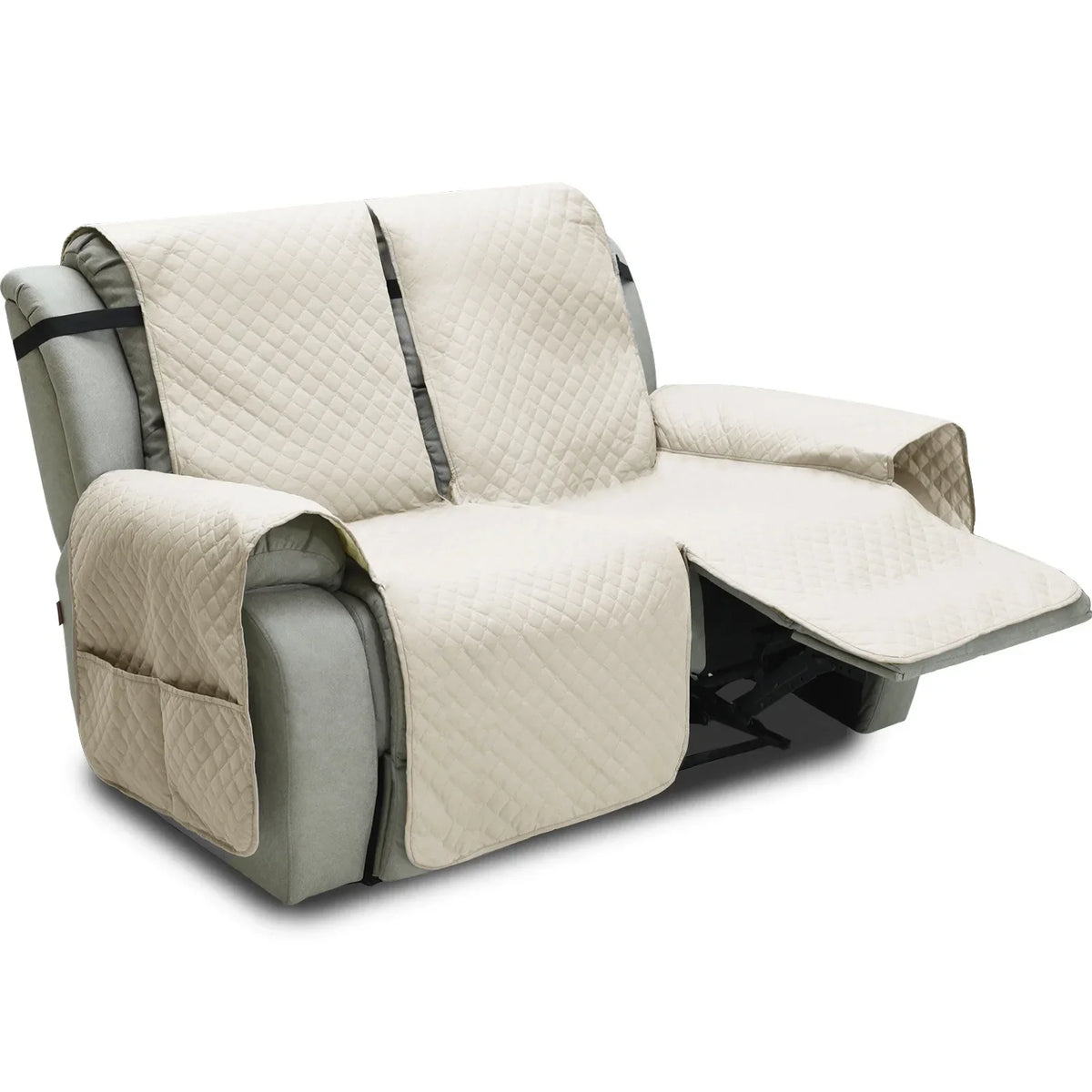 housses fauteuil inclinable gris quilté moderne élastique ajustable poche rangement lavage machine salon
