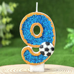bougies numéraires pailletées thème football anniversaire bleu doré blanc