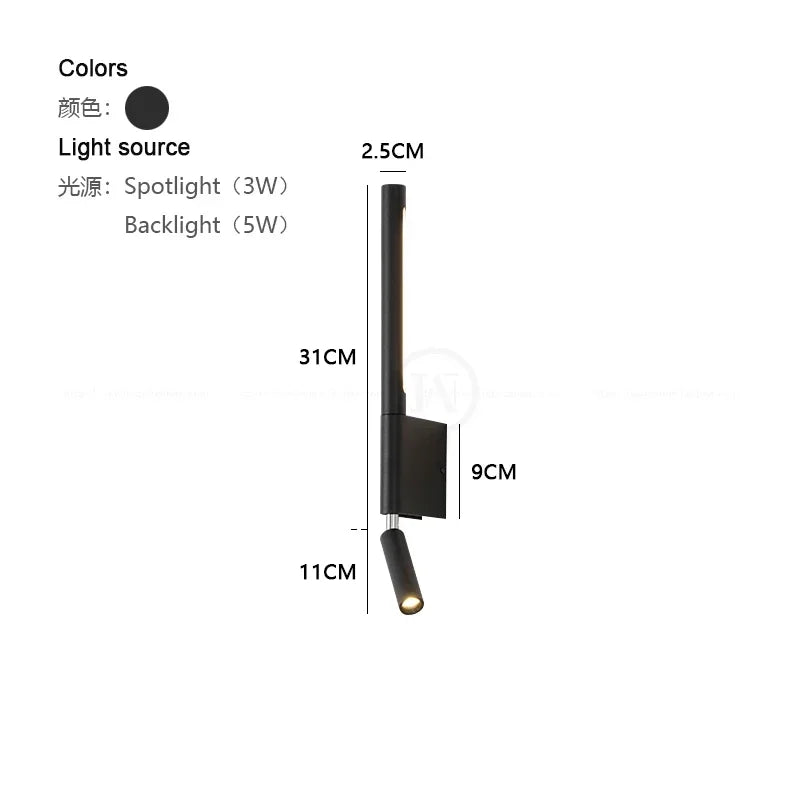 lampe murale moderne led réglable noir blanc cuisine chambre coucher