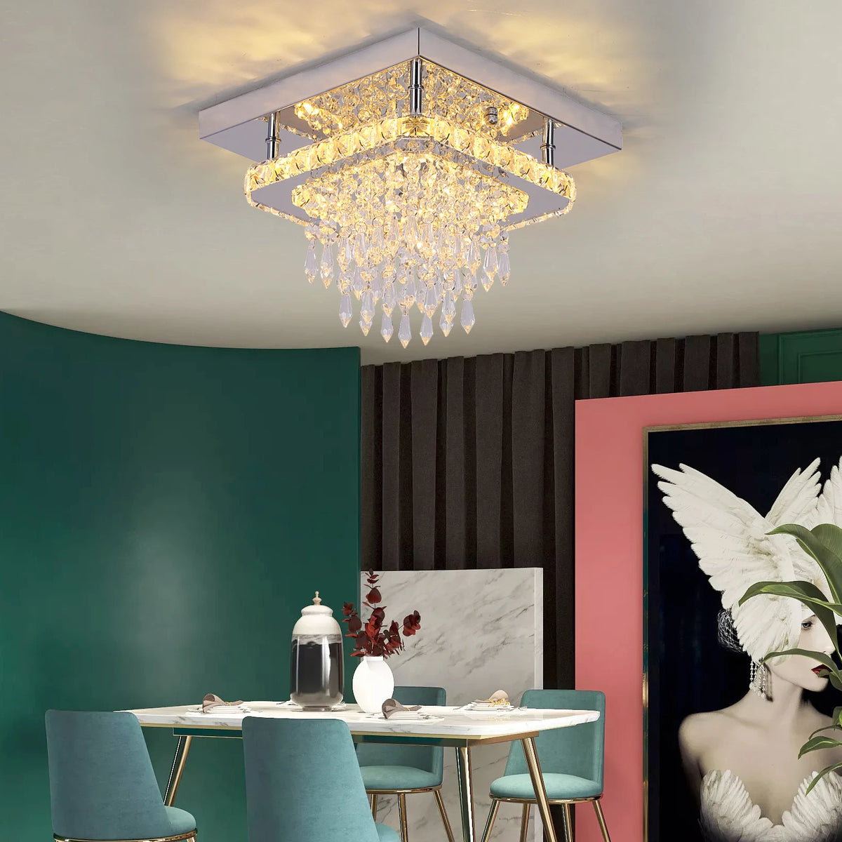 lampe suspendue cristal moderne élégant luminaire led transparent salon chambre salon luxe