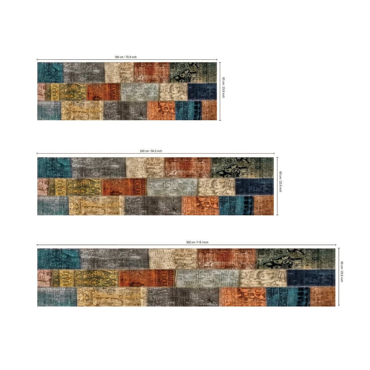 tapis moderne patchwork imprimé bleu vert orange gris polyester résistant intérieur salon chambre