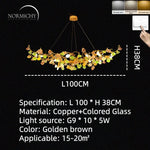 suspension lumineuse moderne dorée branches pierres couleur blanc orange vert