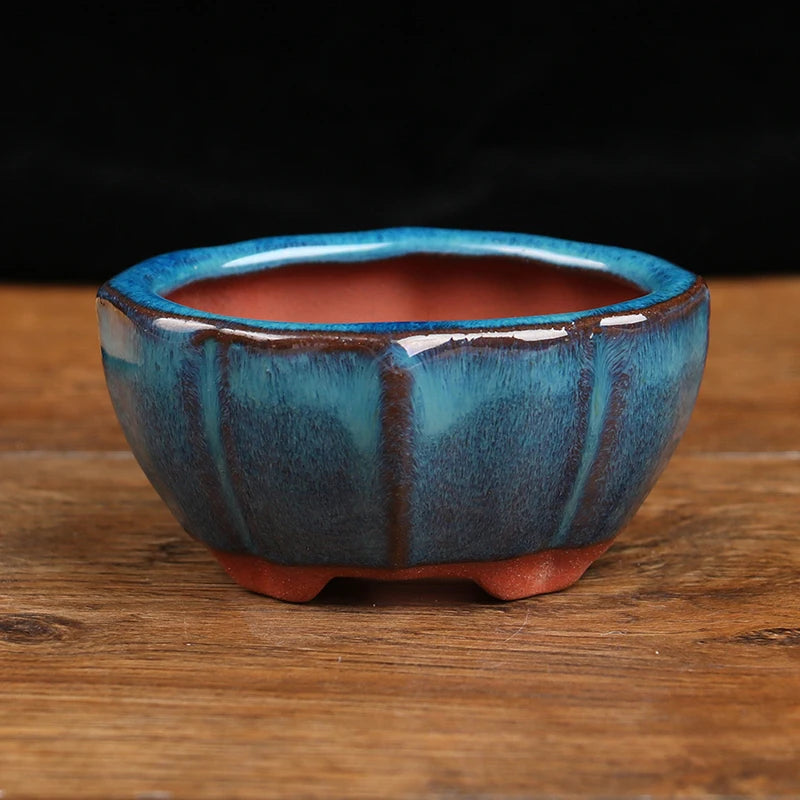 Pot bonsaï gris vue de dessus