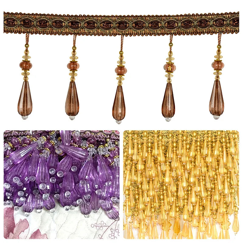 ruban décoratif pompons marron doré violet rose blanc floral élégant traditionnel bricolage couture