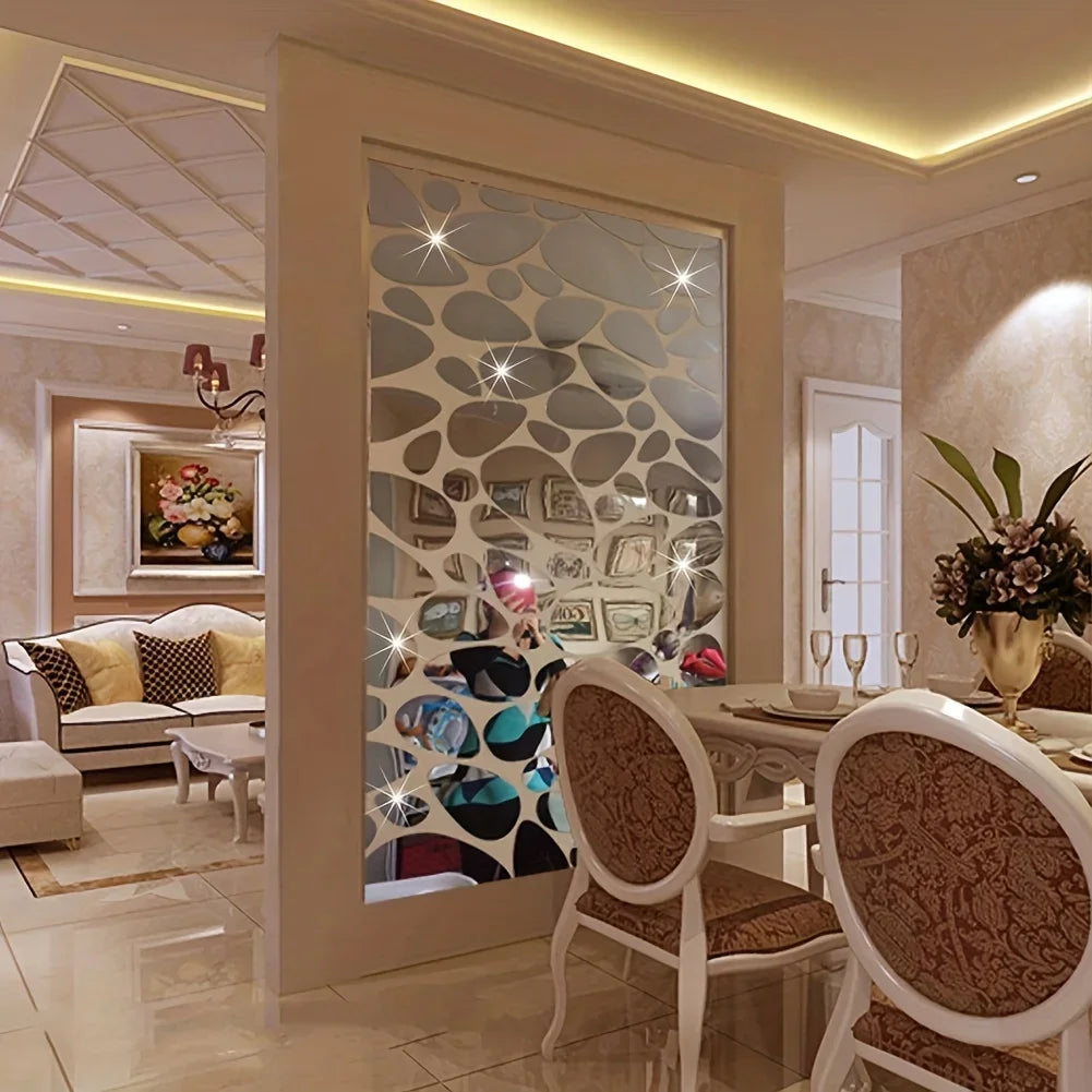 décoration murale moderne 20 pièces autocollants miroir formes ovales brillantes dorées maison