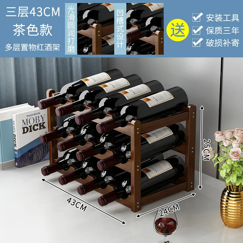 support bouteilles vin bois naturel moderne stable vis fixations 33cm 24cm 15cm respectueux environnement